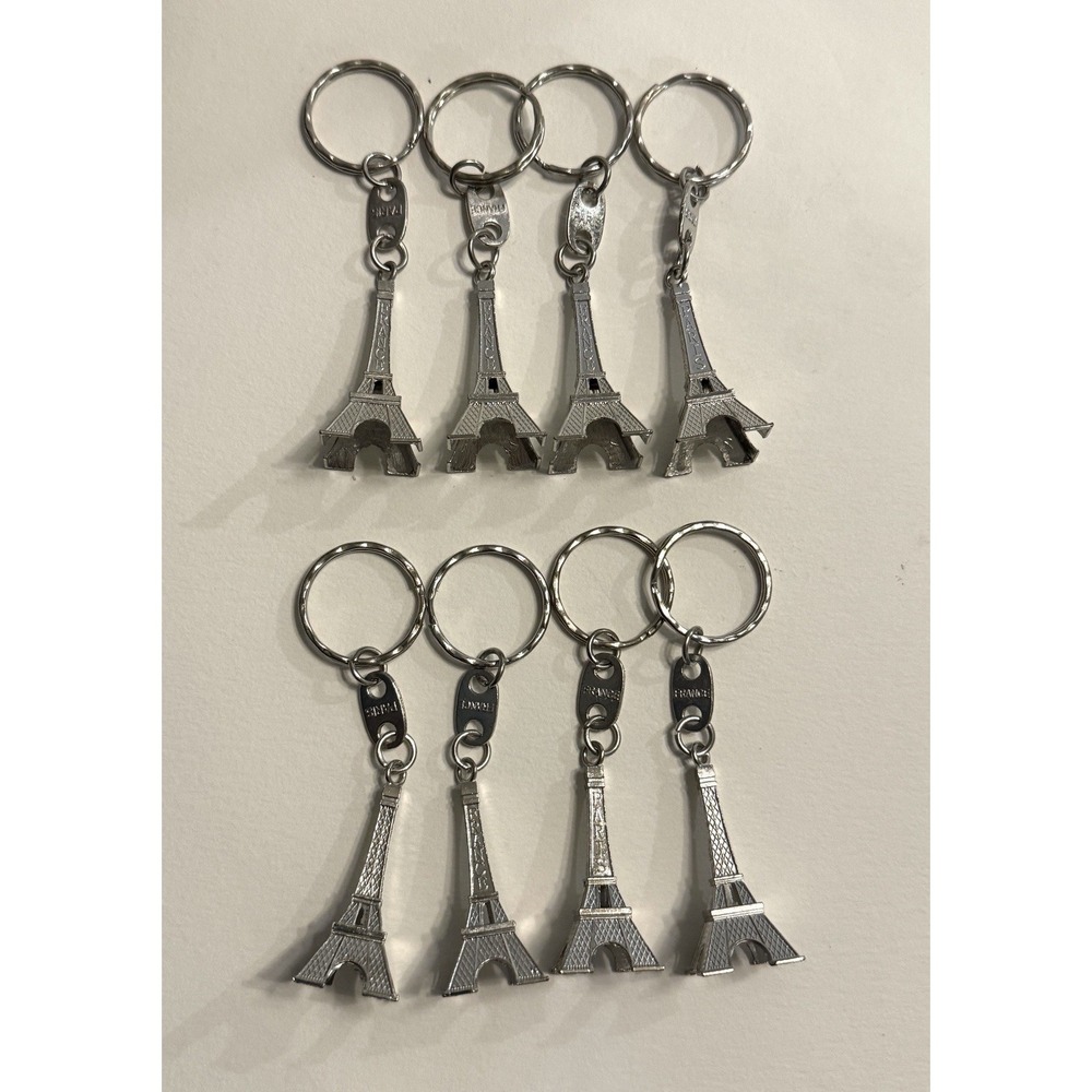 8pcs/lot Silver Cute Adorable 3D Eiffel Tower Key Chain French Souvenir Paris